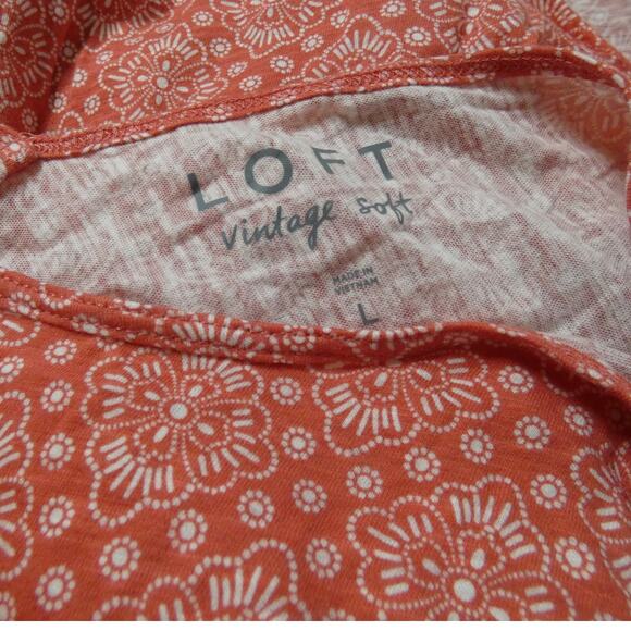 Loft Vintage Soft Large Orange Sleeveless Shirt Back Tie Peasant Boho - Picture 5 of 5